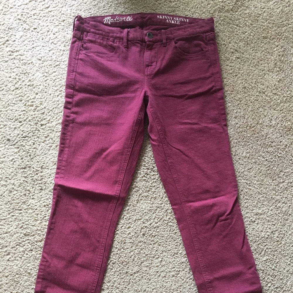 Madewell skinny ankle jeans burgundy size 27